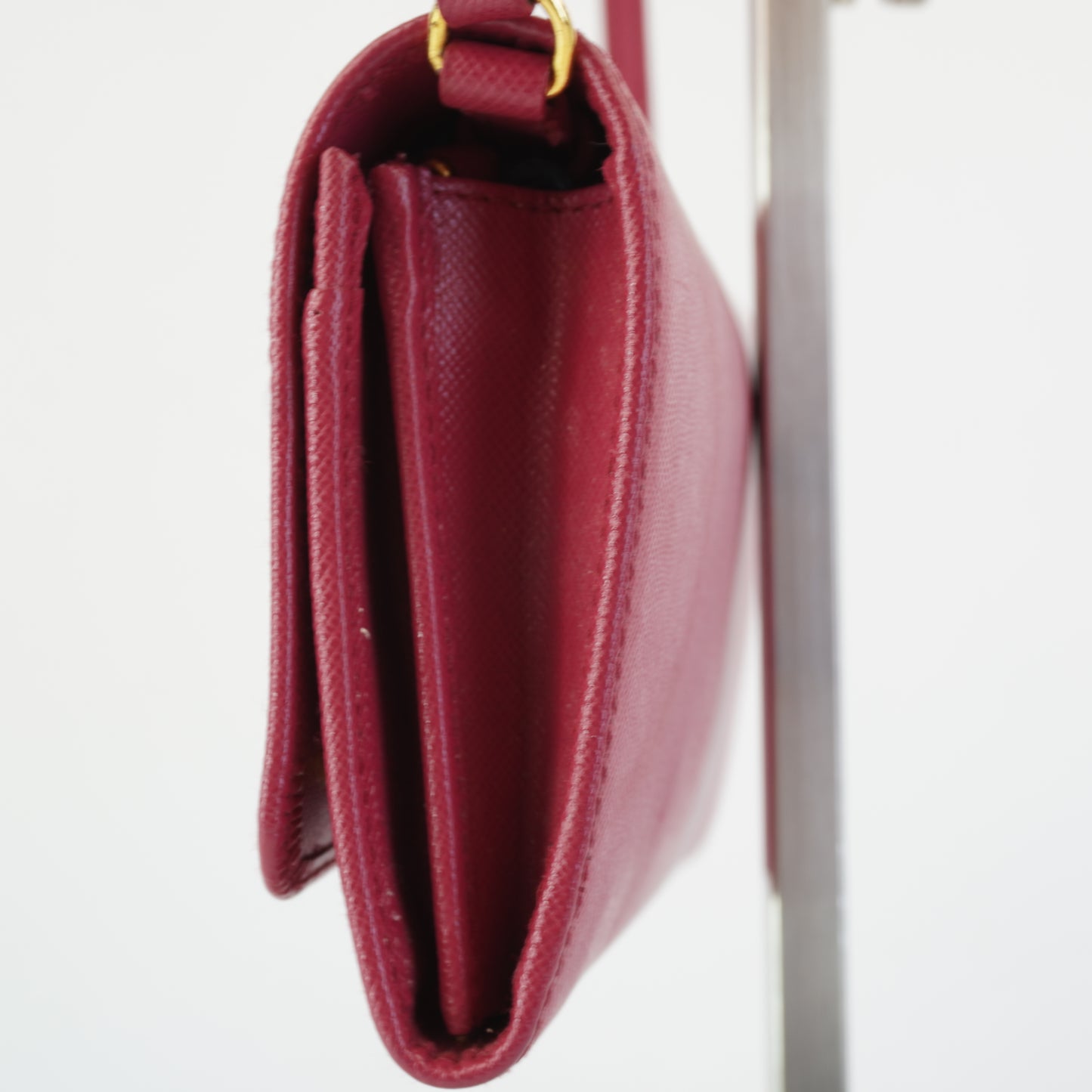 Prada 	Saffiano Leather Wallet w/ Strap Pink