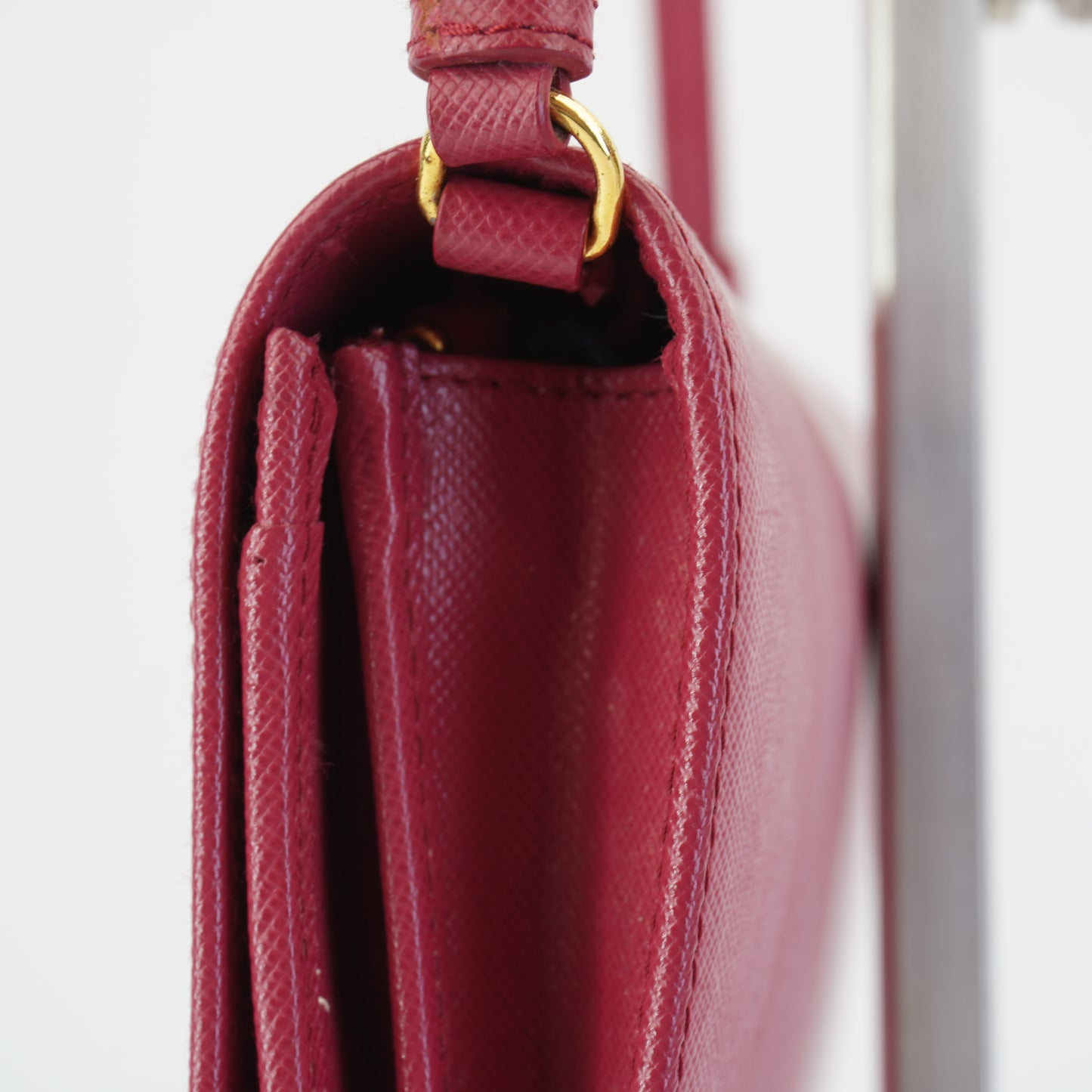 Prada 	Saffiano Leather Wallet w/ Strap Pink