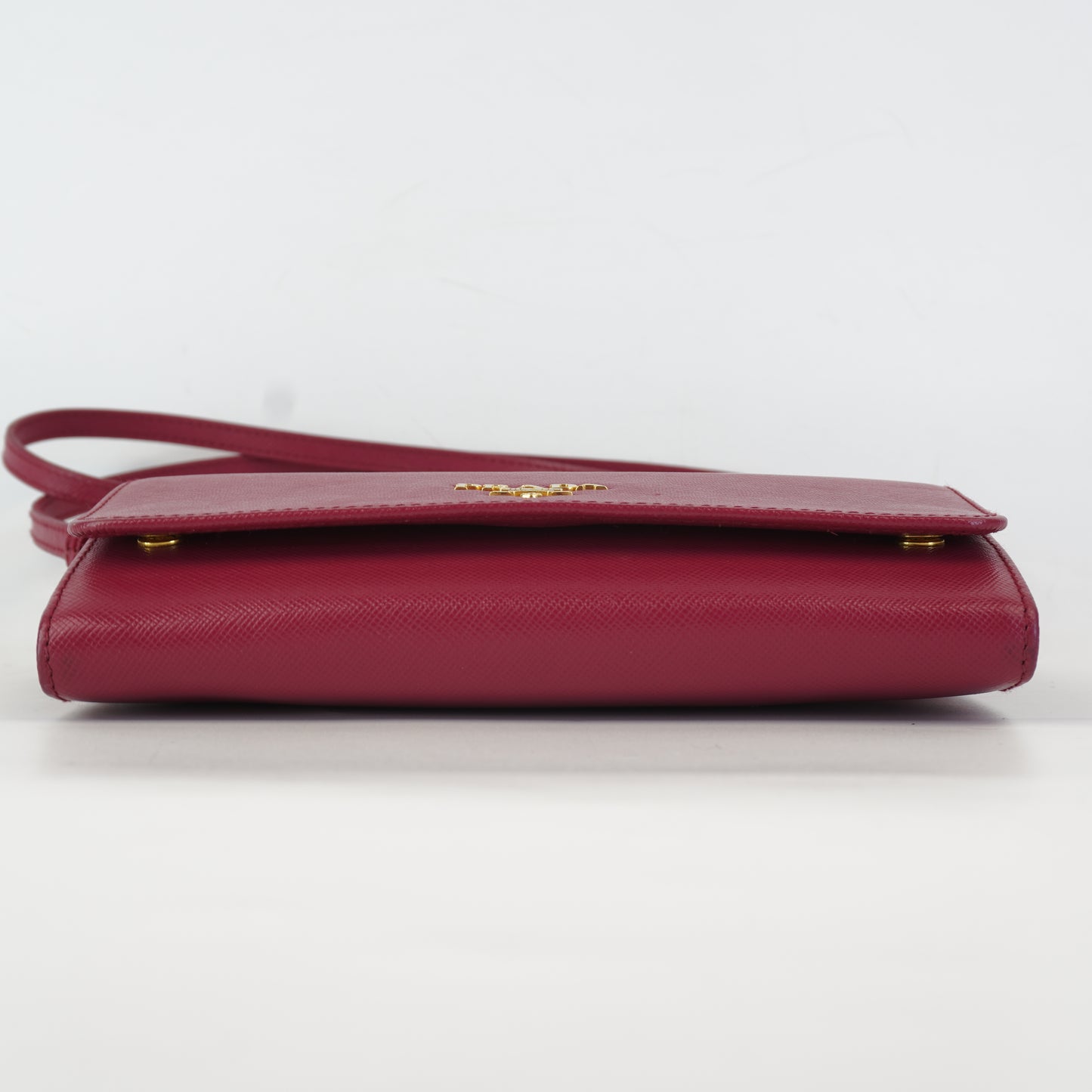Prada 	Saffiano Leather Wallet w/ Strap Pink