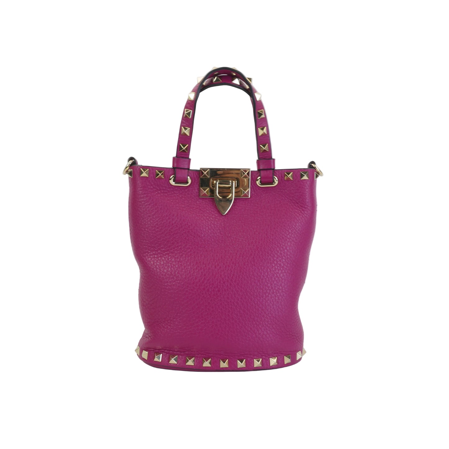 Valentino Rockstud Pebbled Bucket Bag GHW Mini
