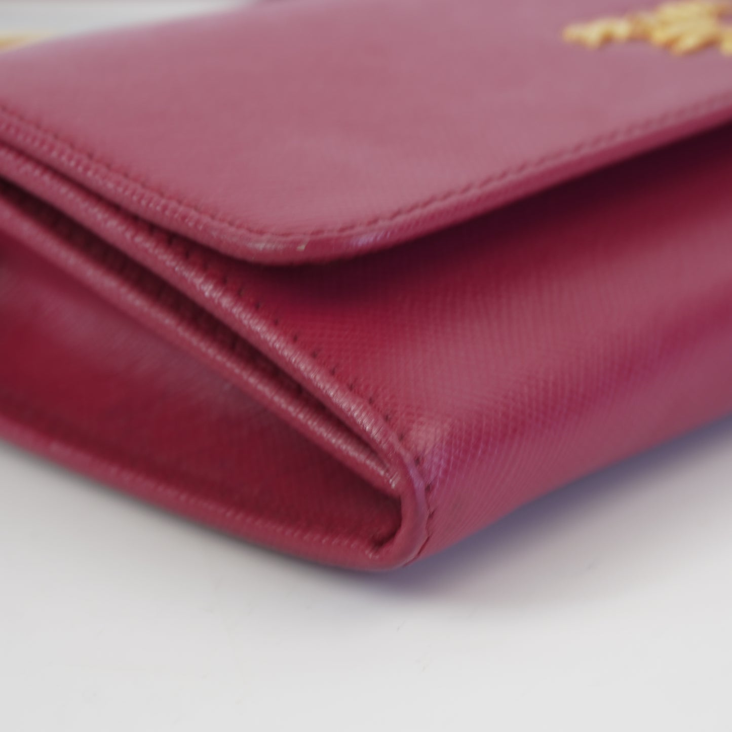 Prada 	Saffiano Leather Wallet w/ Strap Pink