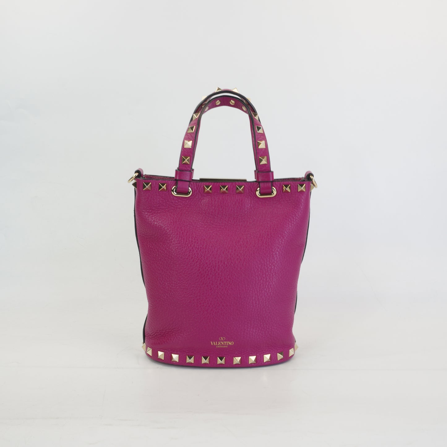 Valentino Rockstud Pebbled Bucket Bag GHW Mini
