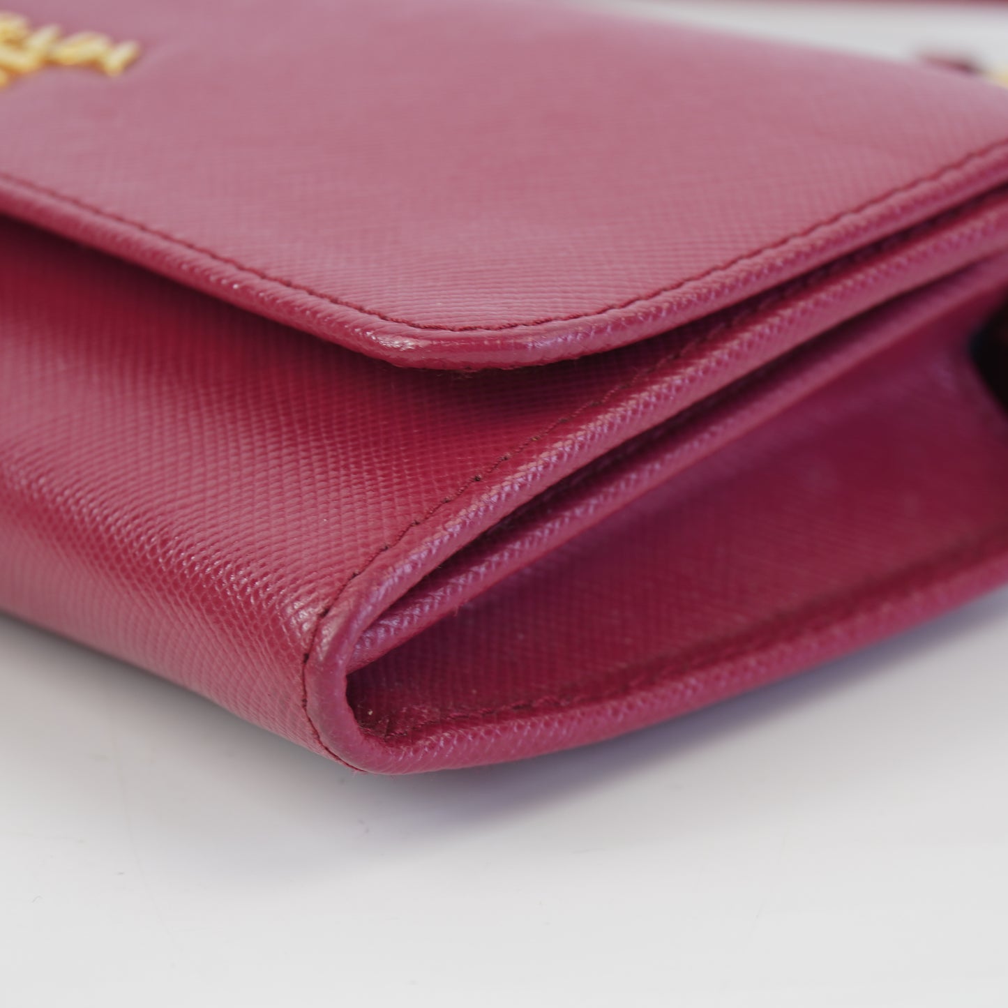 Prada 	Saffiano Leather Wallet w/ Strap Pink