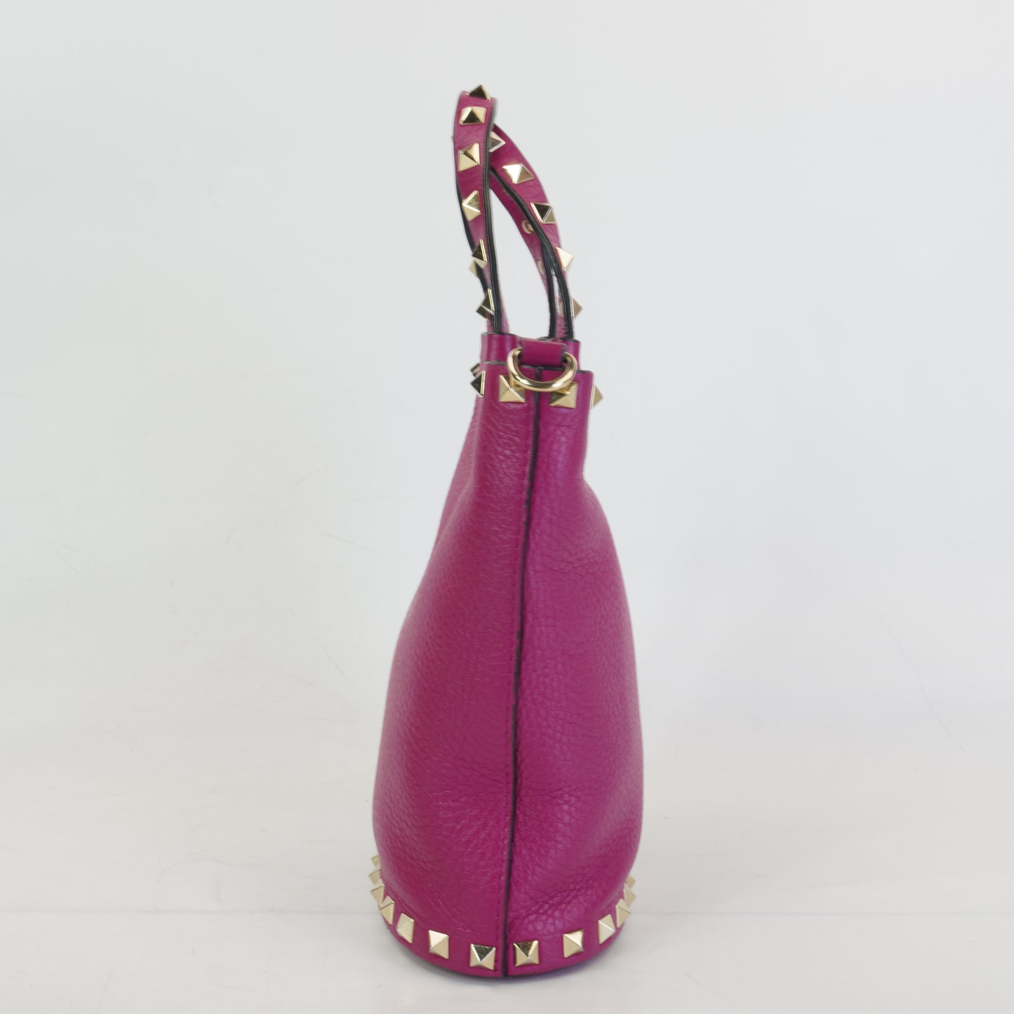 Valentino Rockstud Pebbled Bucket Bag GHW Mini