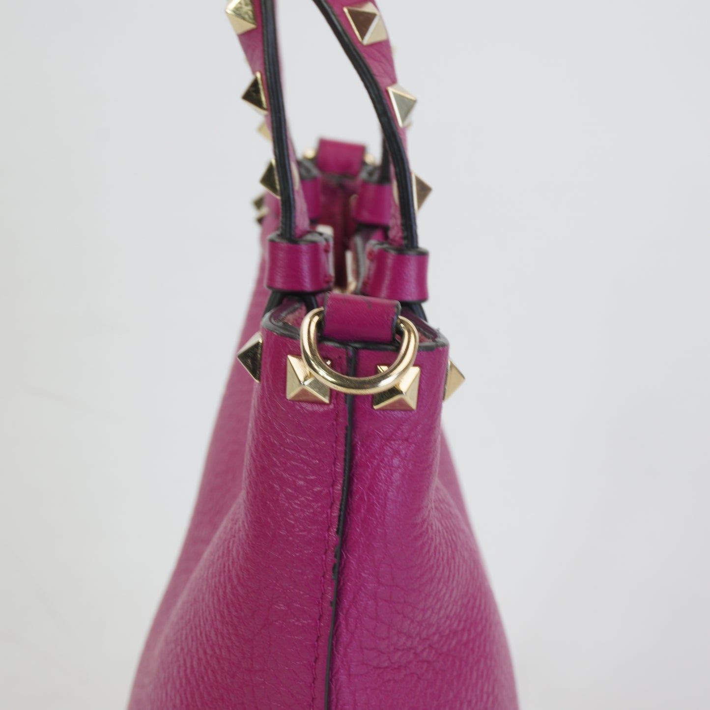 Valentino Rockstud Pebbled Bucket Bag GHW Mini