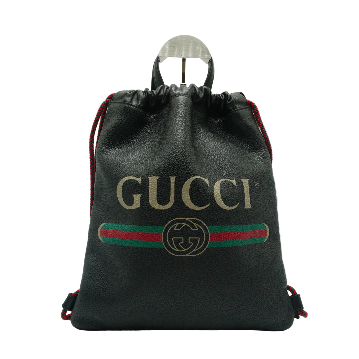Gucci Logo Print Drawstring Backpack Black