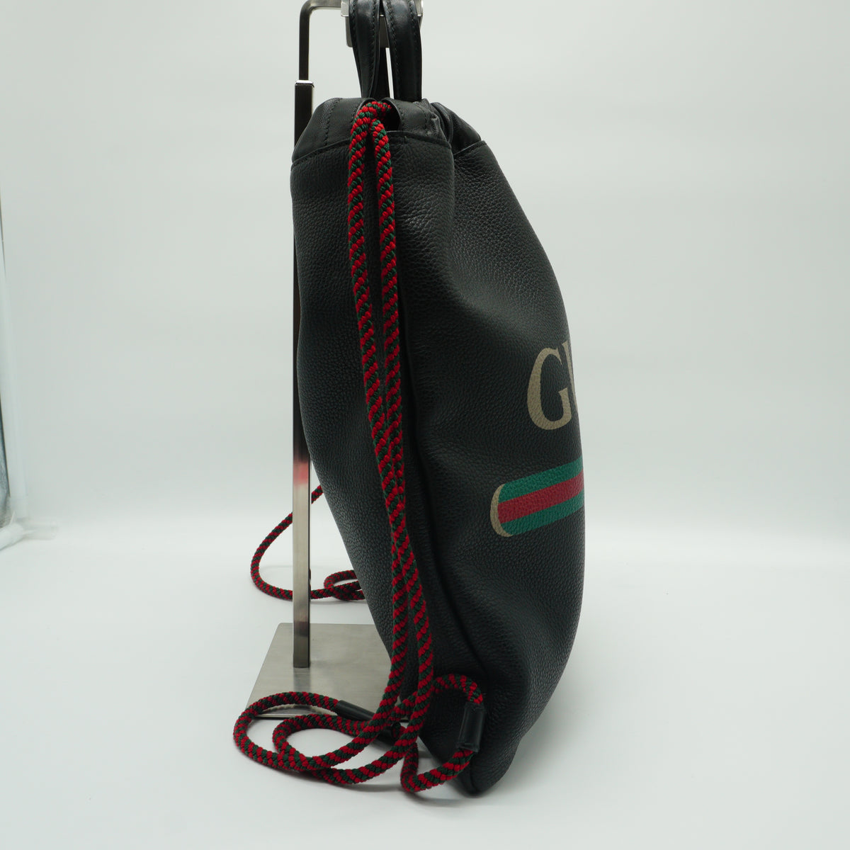 Gucci Logo Print Drawstring Backpack Black