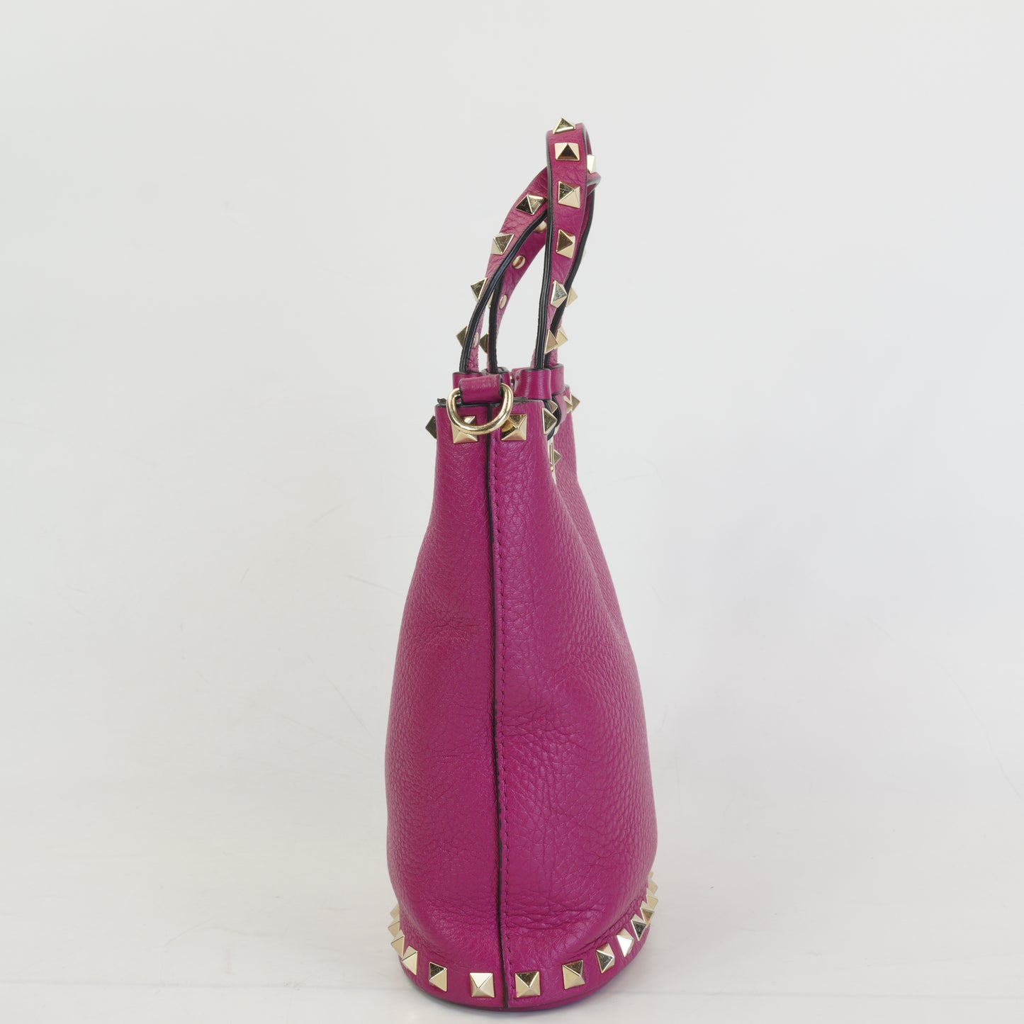 Valentino Rockstud Pebbled Bucket Bag GHW Mini