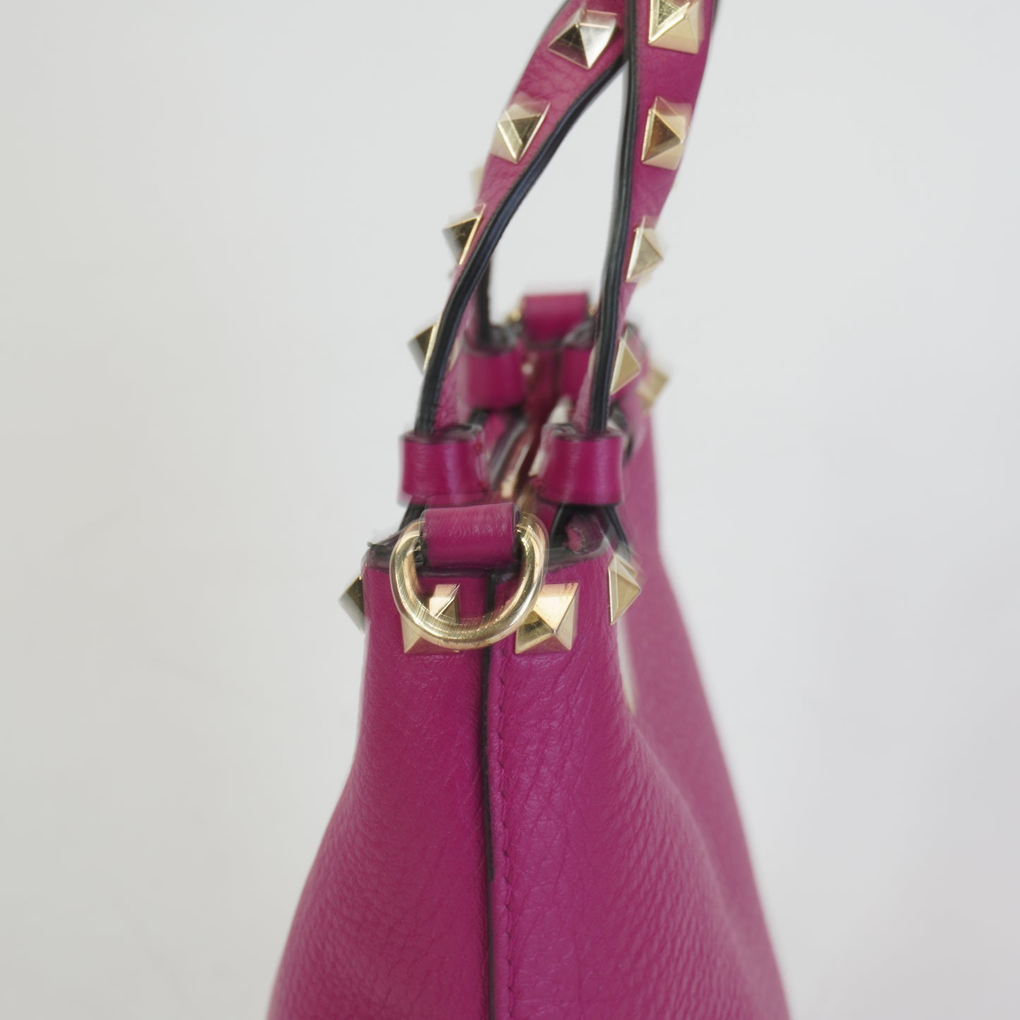 Valentino Rockstud Pebbled Bucket Bag GHW Mini