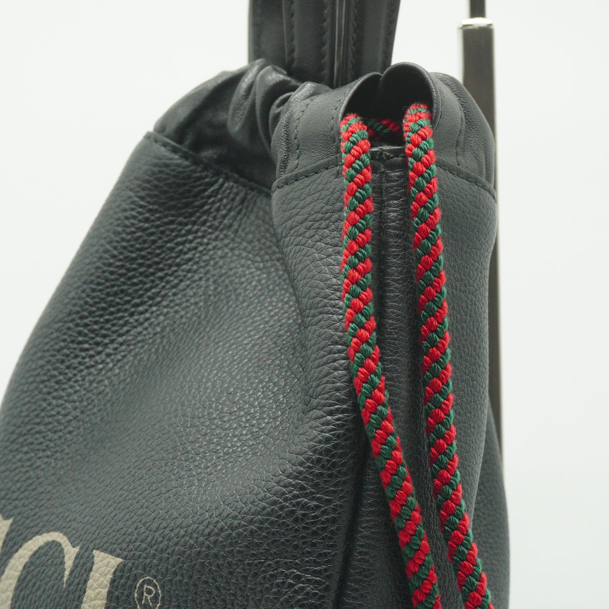 Gucci Logo Print Drawstring Backpack Black
