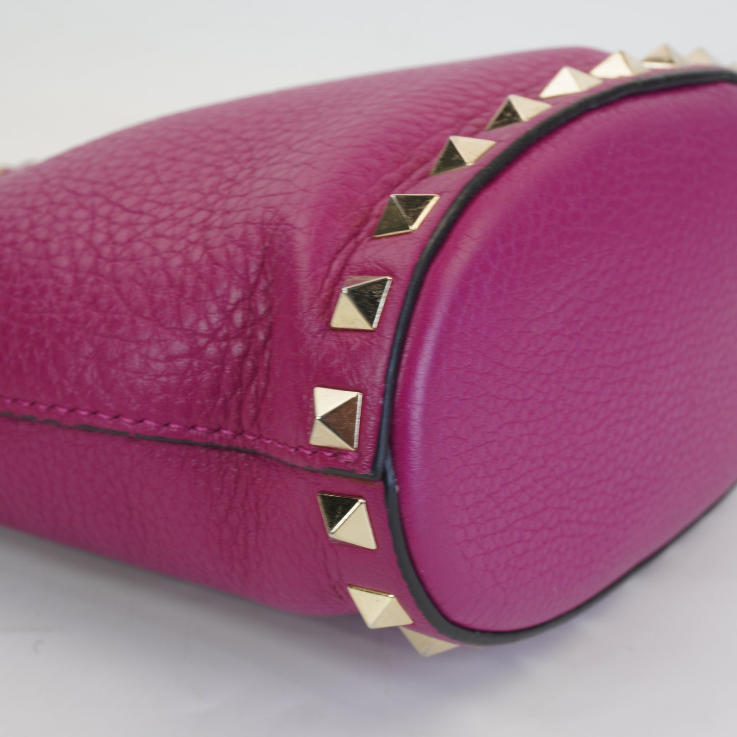 Valentino Rockstud Pebbled Bucket Bag GHW Mini