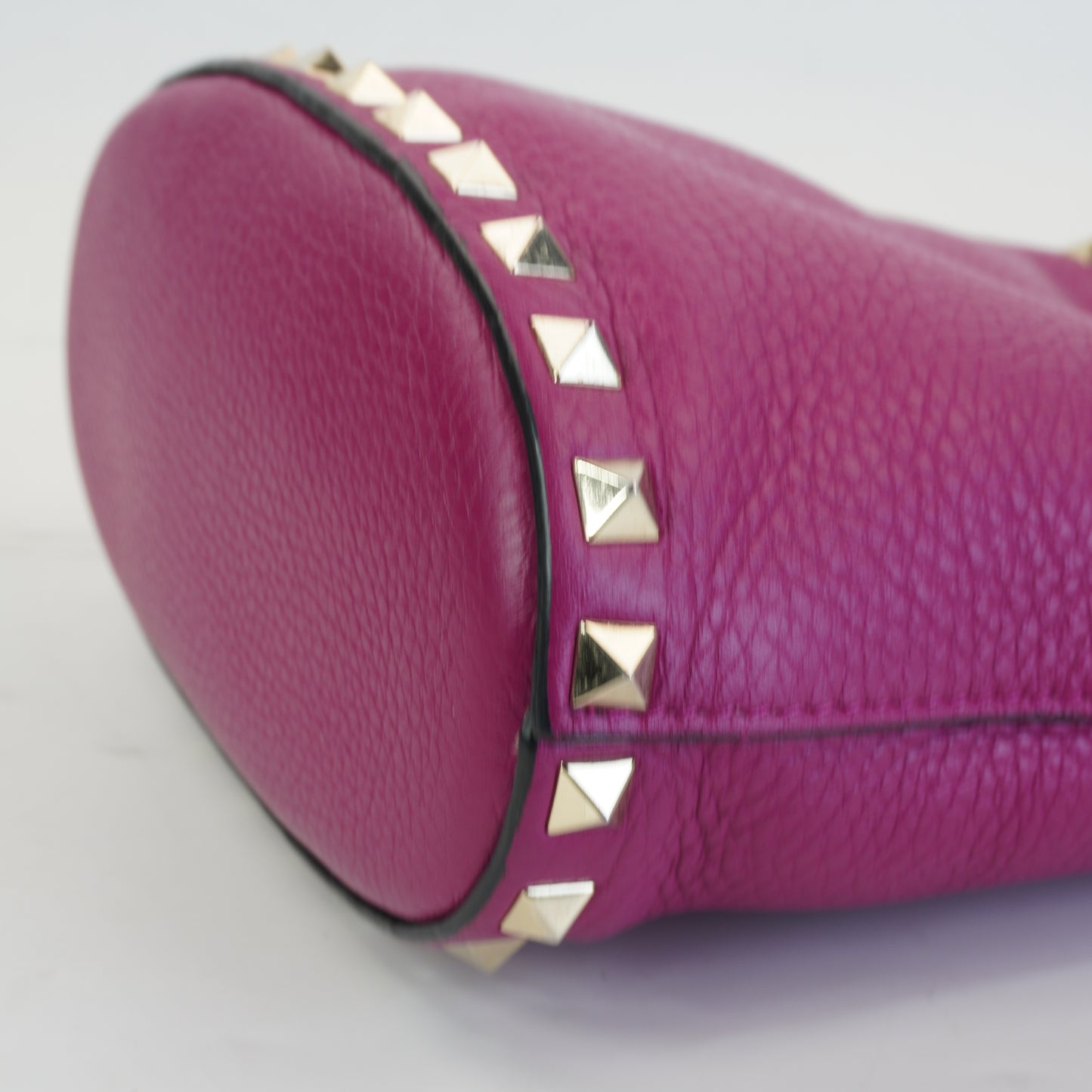 Valentino Rockstud Pebbled Bucket Bag GHW Mini