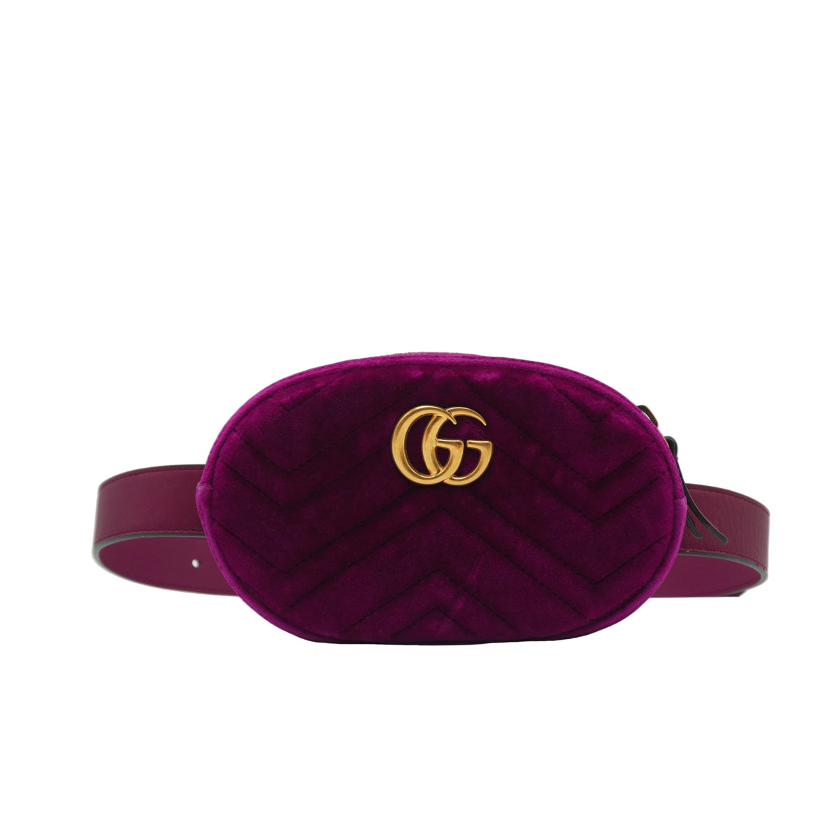 Gucci	GG Marmont Small Velvet Belt Bag Fuchsia GHW