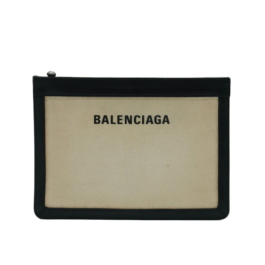 Balenciaga Navy Pochette medium off white SHW