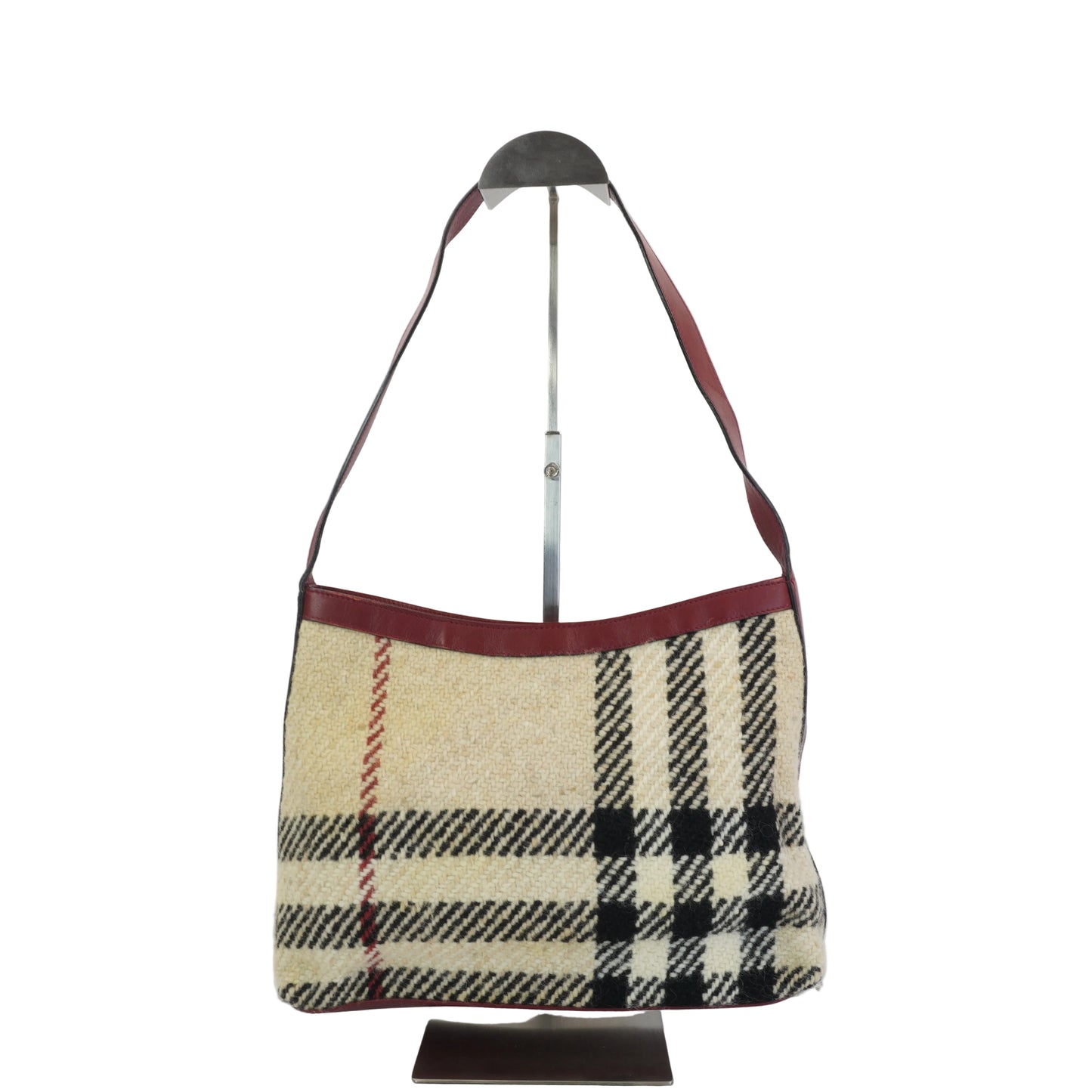Burberry	Wool and leather Nova Check shoulder bag Medium