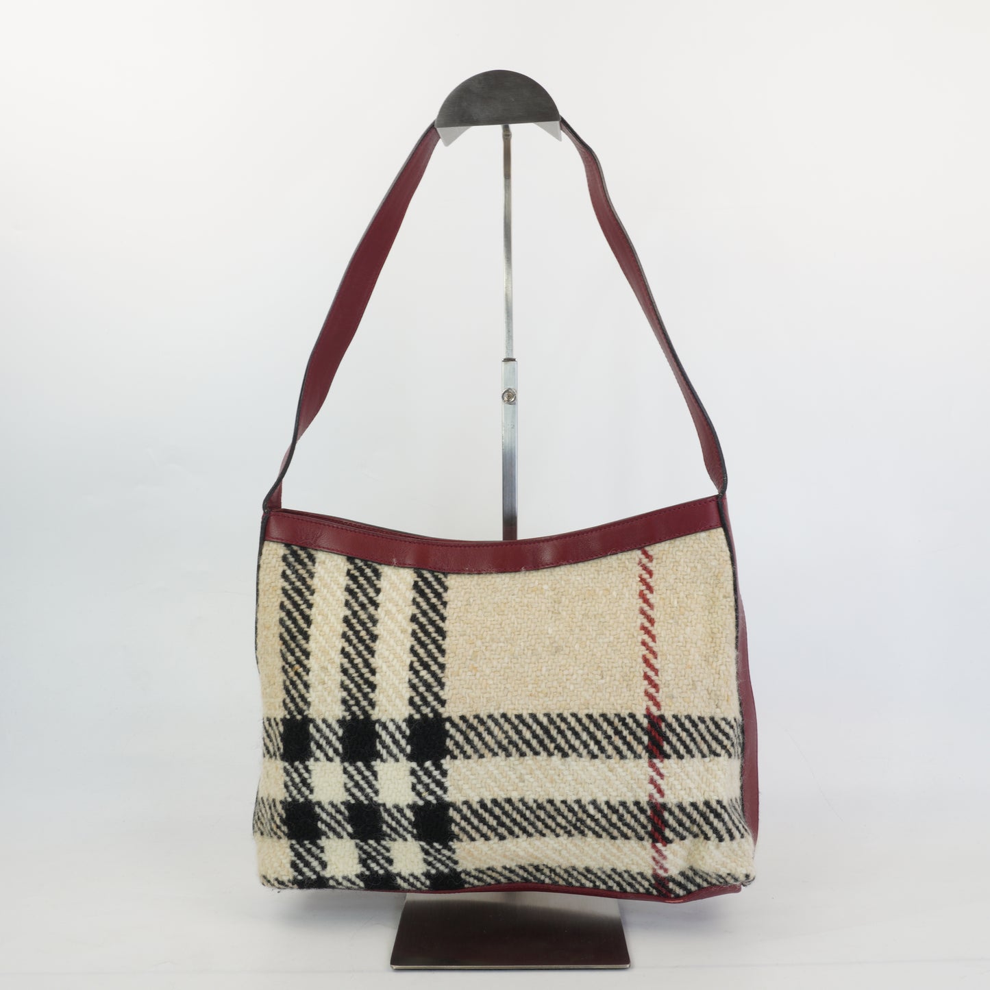 Burberry	Wool and leather Nova Check shoulder bag Medium