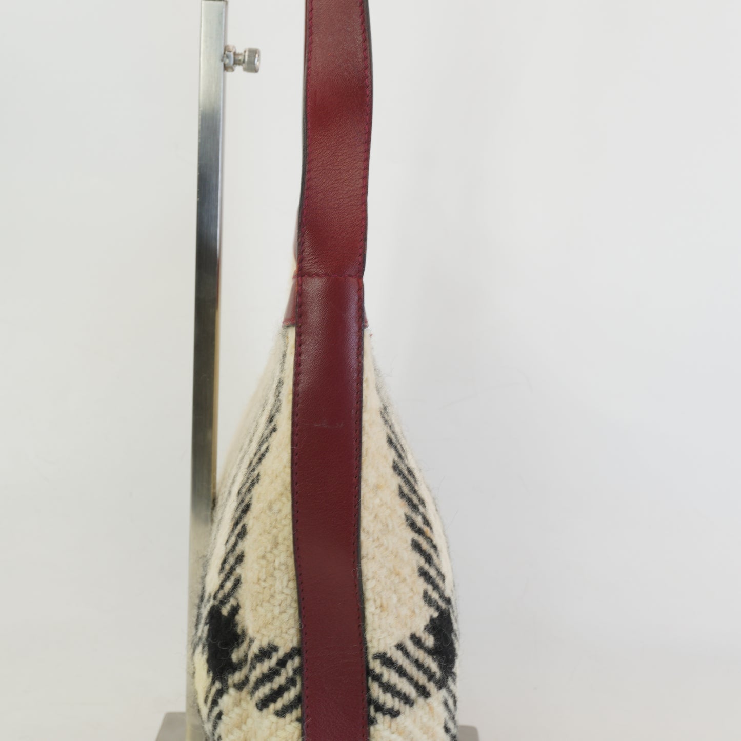 Burberry	Wool and leather Nova Check shoulder bag Medium