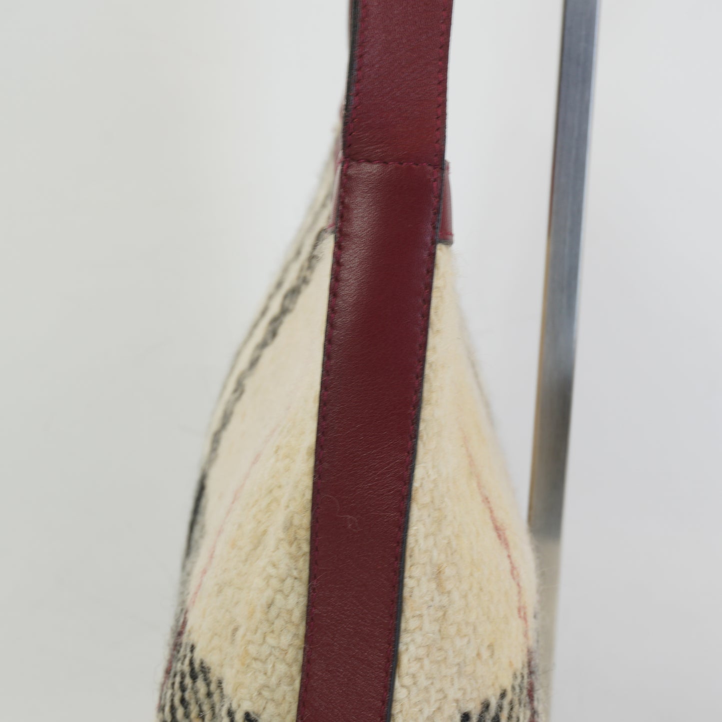 Burberry	Wool and leather Nova Check shoulder bag Medium