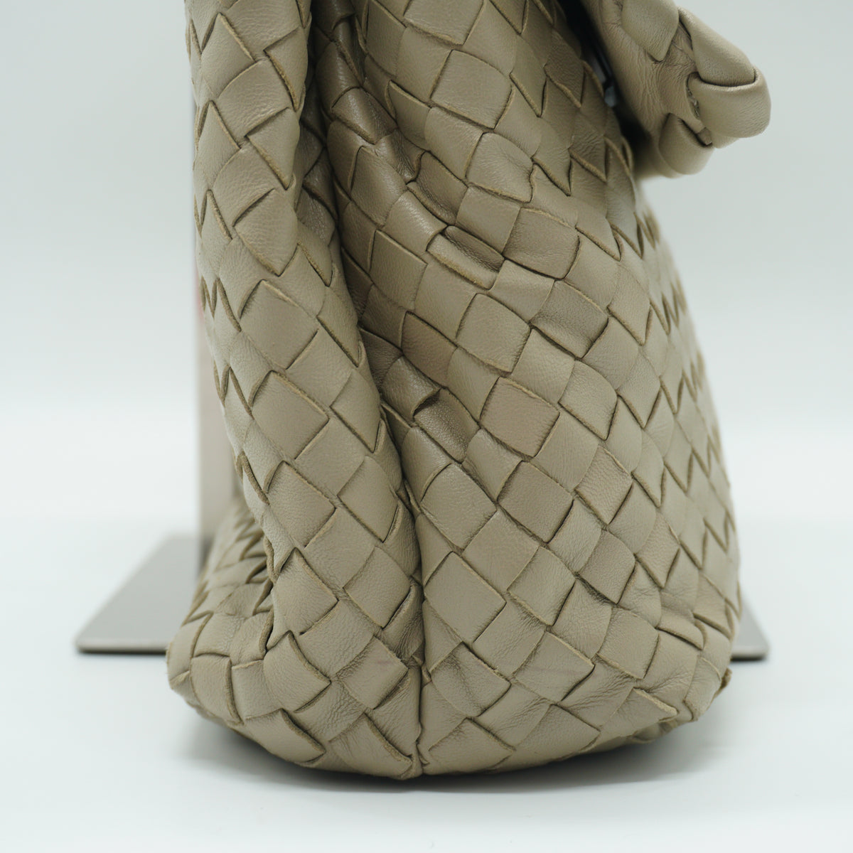 Bottega Veneta Intrecciato Leather clutch Flap shoulder bag medium light grey BHW