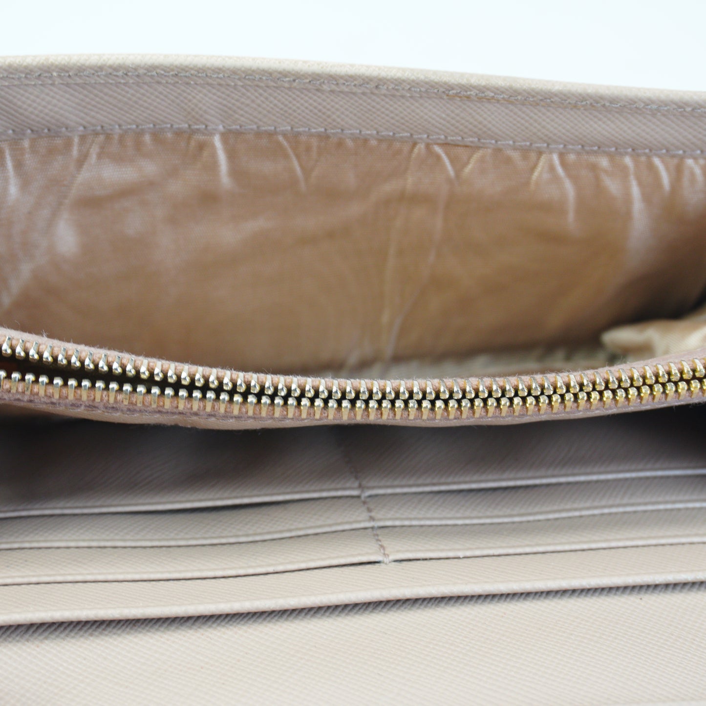Prada Saffiaano Leather Beige Long Wallet GHW