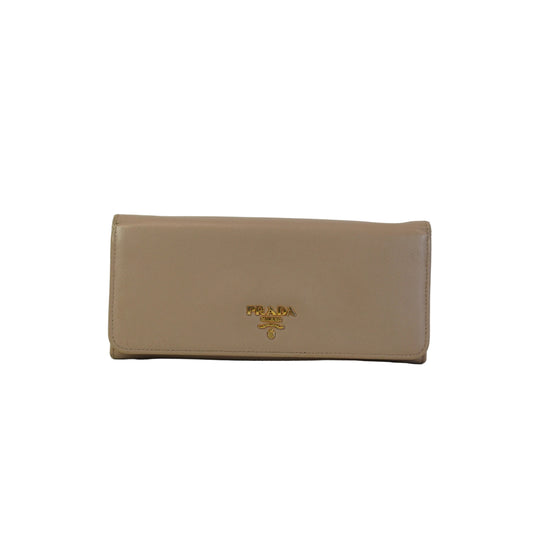 Prada Saffiaano Leather Beige Long Wallet GHW