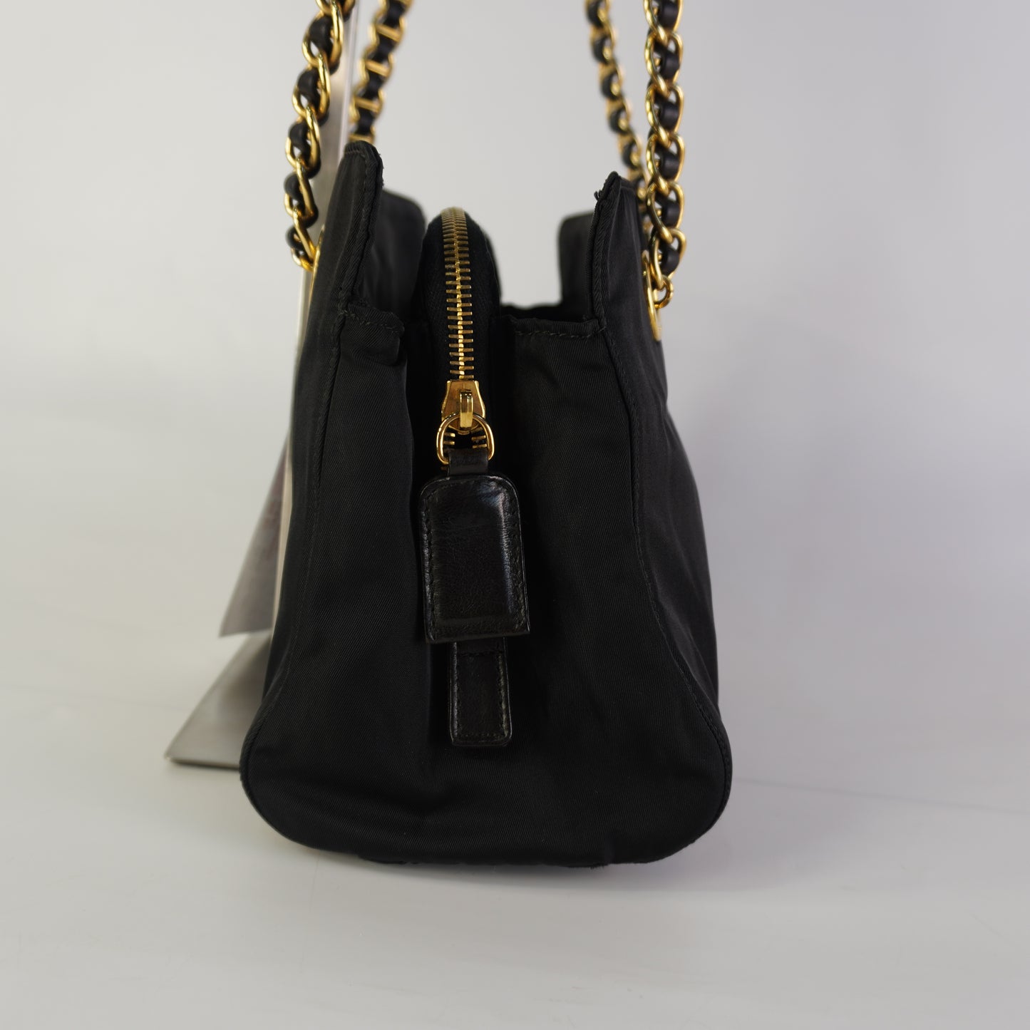 Prada Tessuto Nylon Chain Shoulder Black