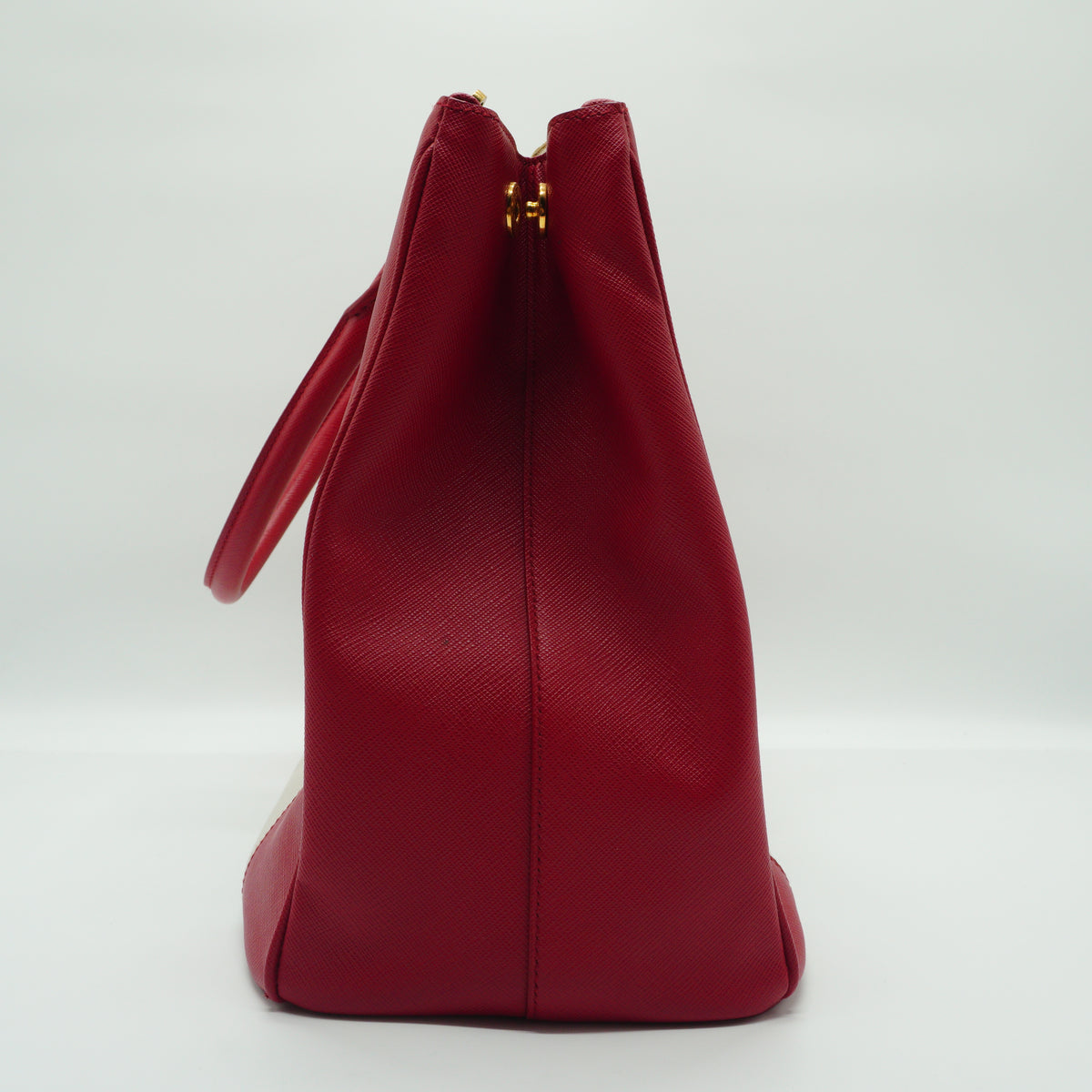 Prada Galleria Large Double Zip Tote White/Red GHW