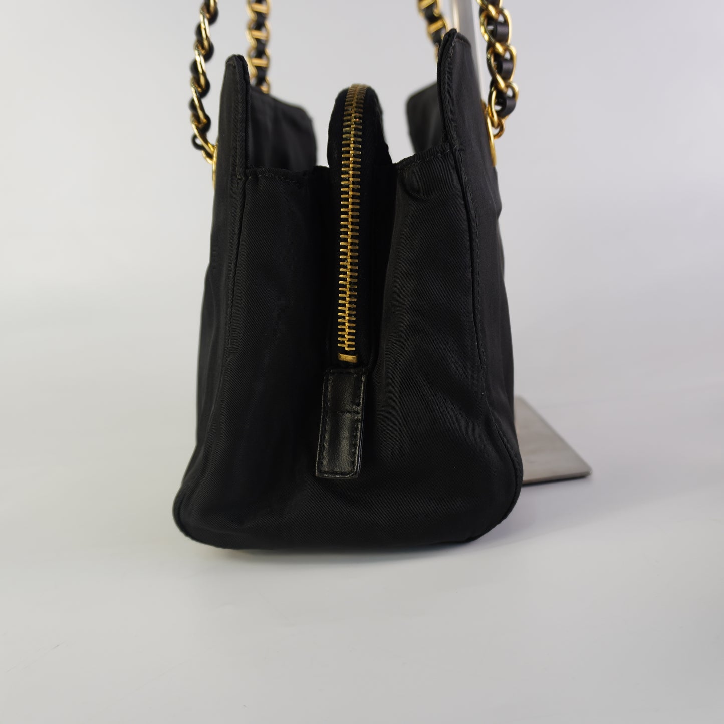 Prada Tessuto Nylon Chain Shoulder Black