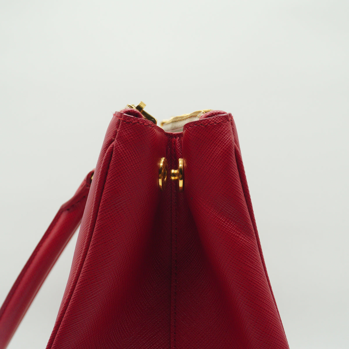 Prada Galleria Large Double Zip Tote White/Red GHW