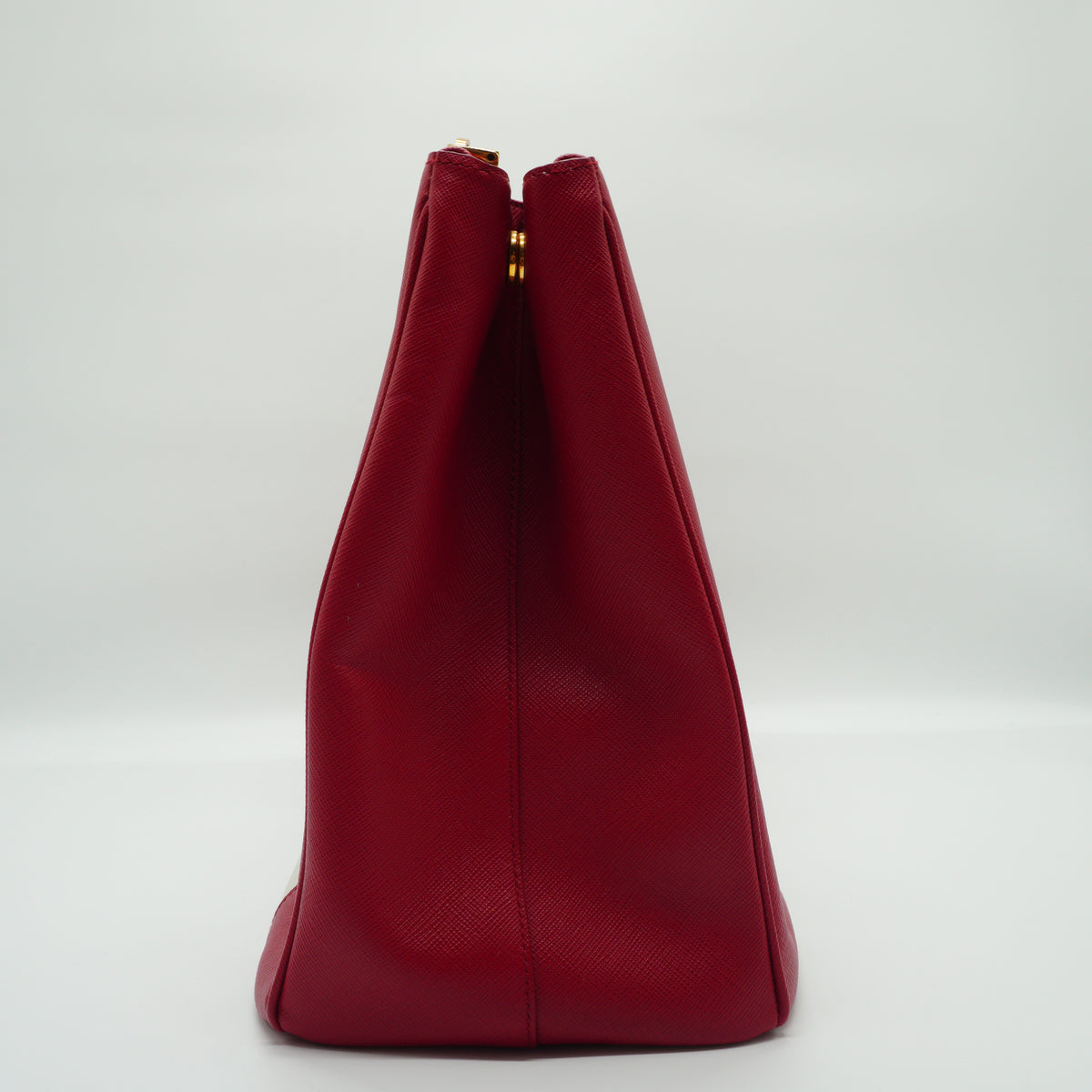 Prada Galleria Large Double Zip Tote White/Red GHW