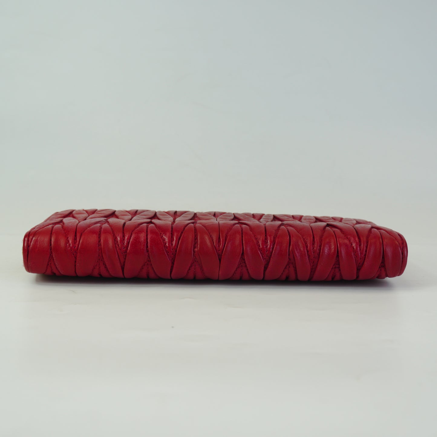 MiuMiu Matelasse Quilted Leather Zip Arround Red GHW