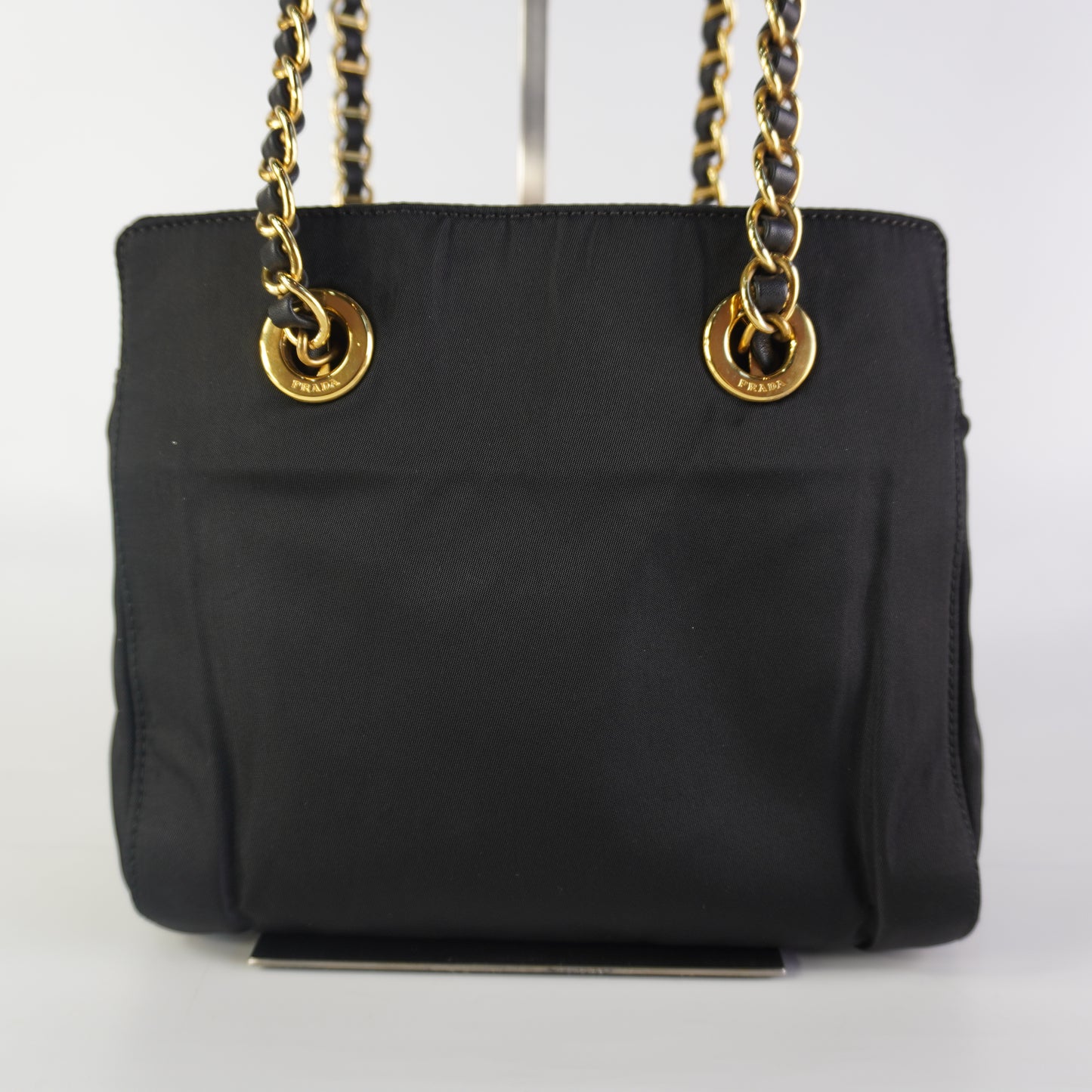 Prada Tessuto Nylon Chain Shoulder Black