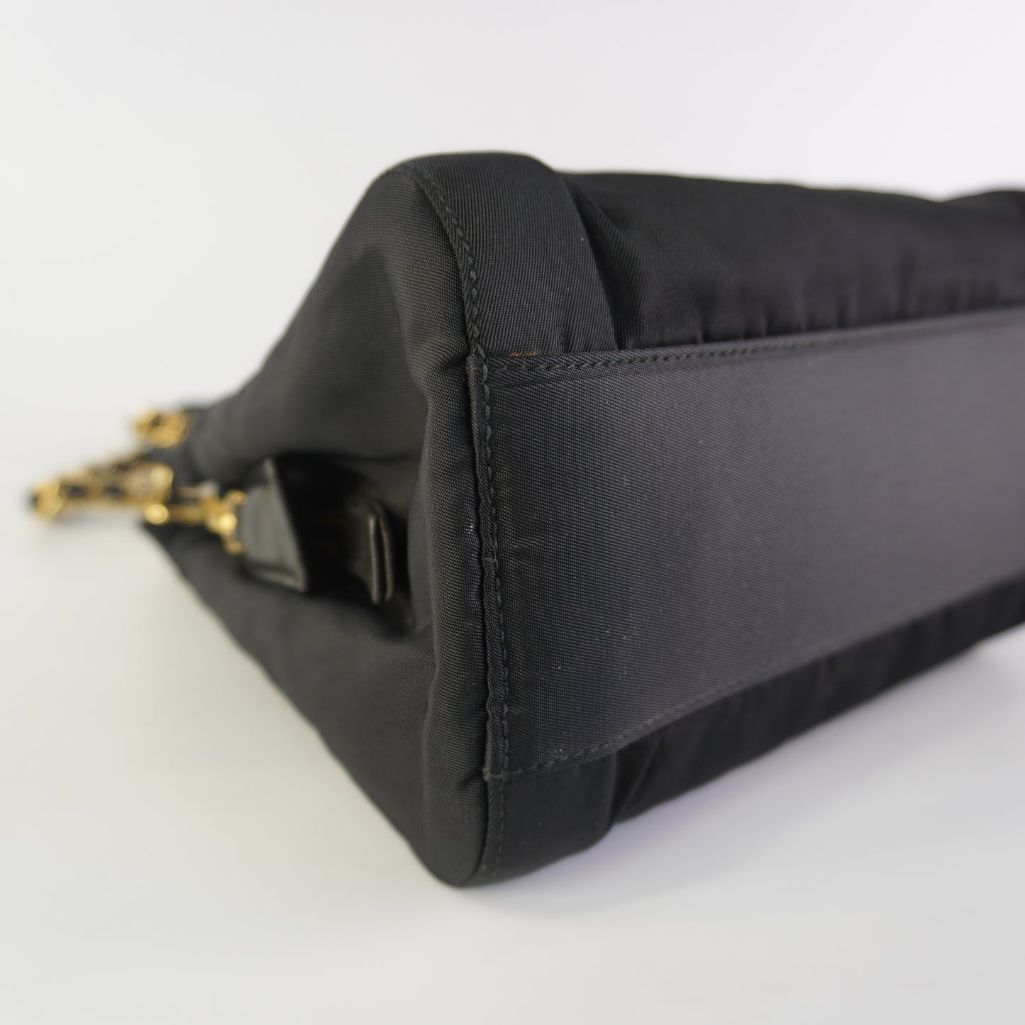Prada Tessuto Nylon Chain Shoulder Black