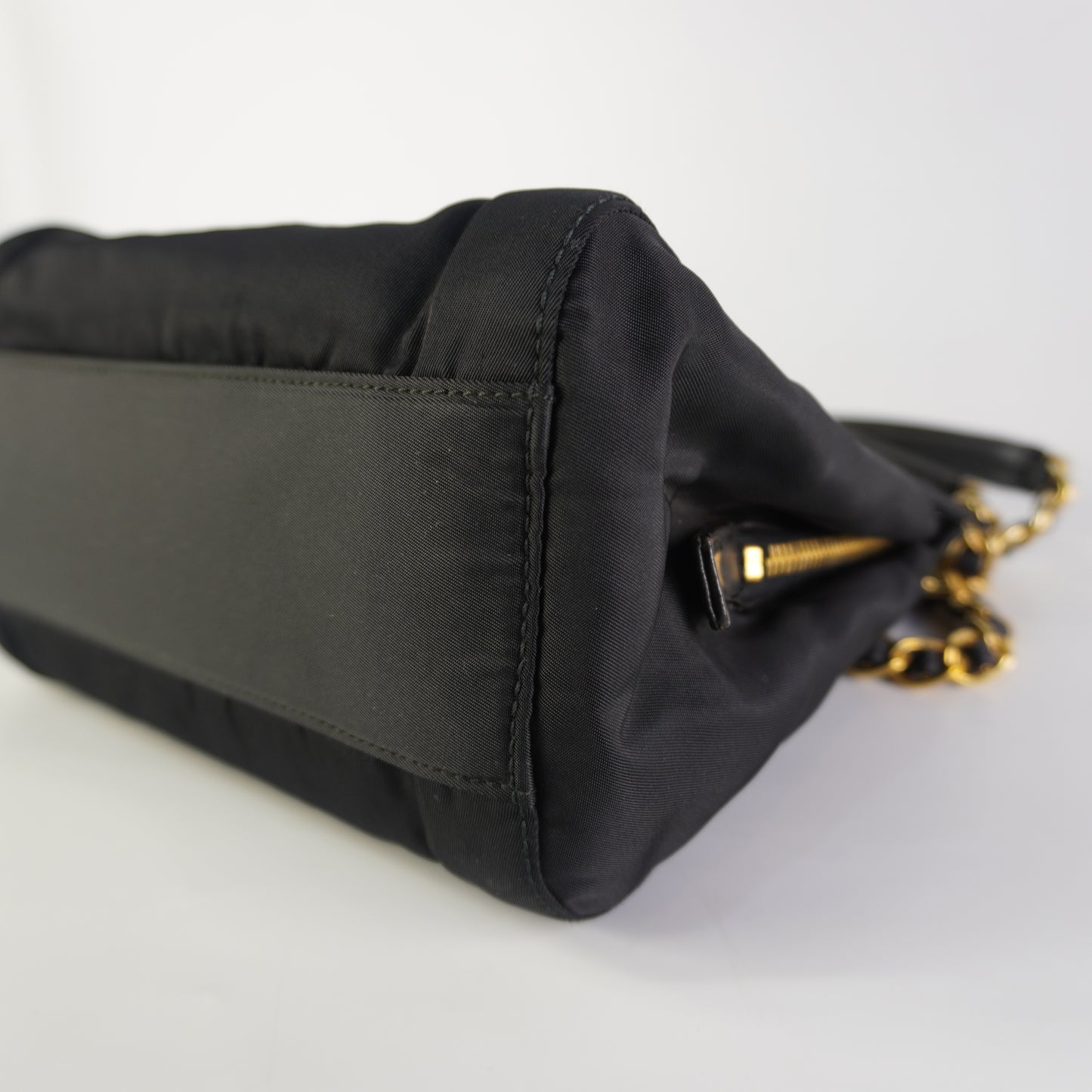 Prada Tessuto Nylon Chain Shoulder Black