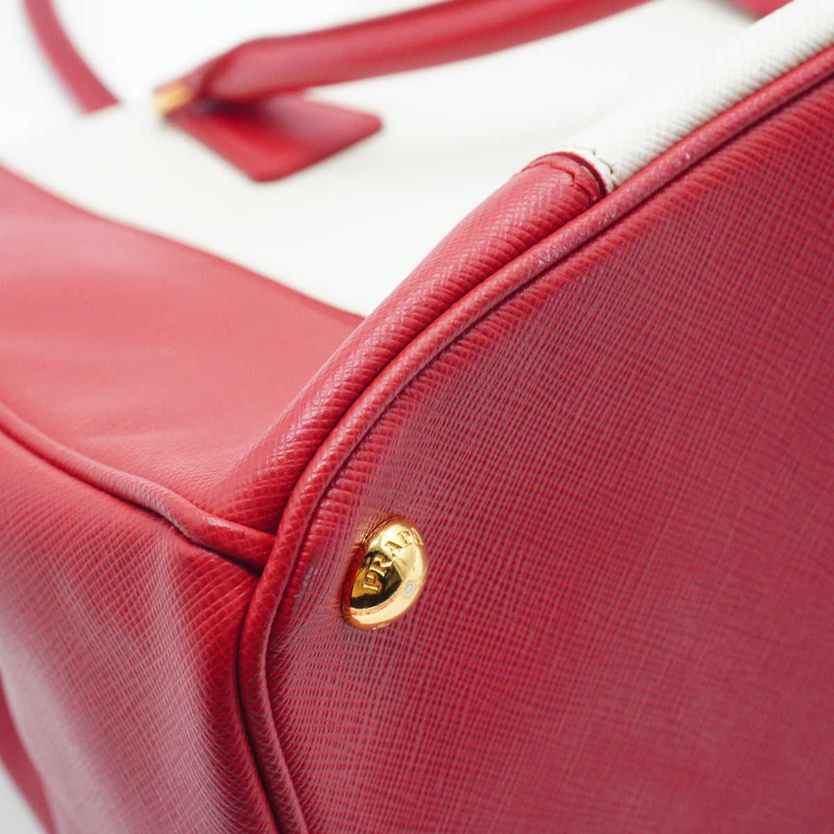 Prada Galleria Large Double Zip Tote White/Red GHW