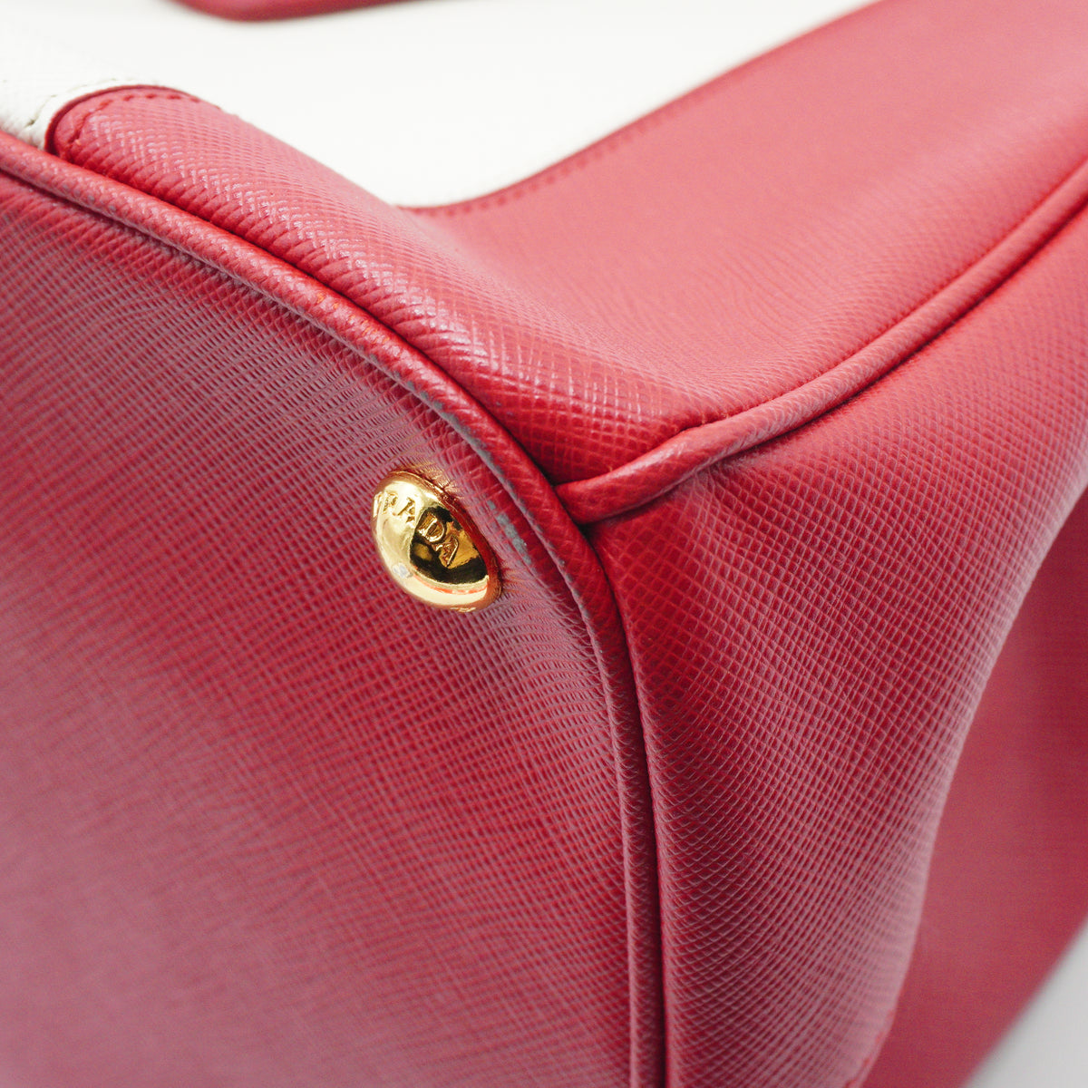 Prada Galleria Large Double Zip Tote White/Red GHW