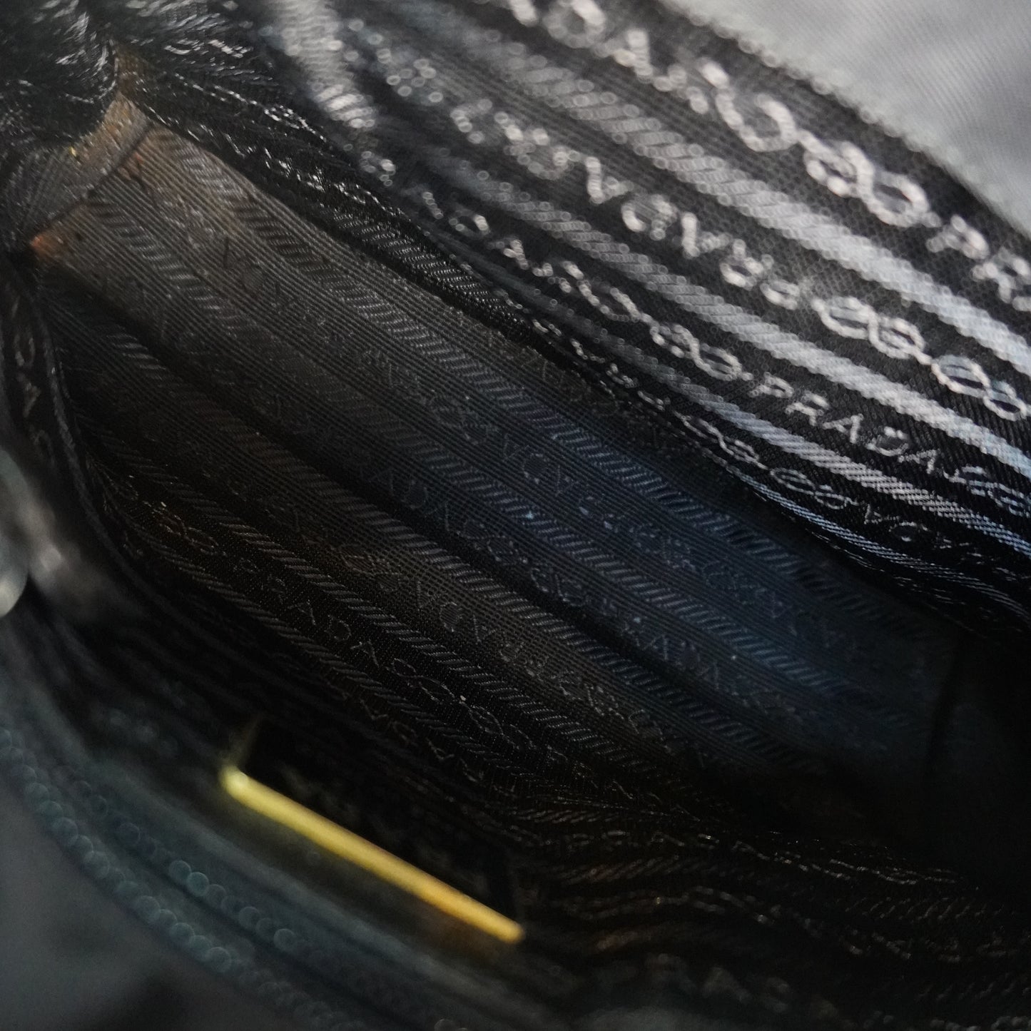 Prada Tessuto Nylon Chain Shoulder Black