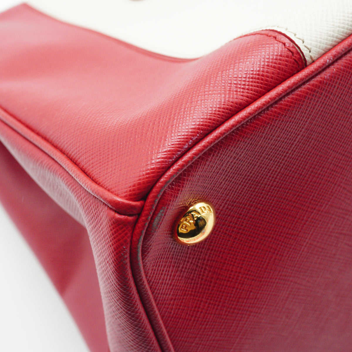 Prada Galleria Large Double Zip Tote White/Red GHW