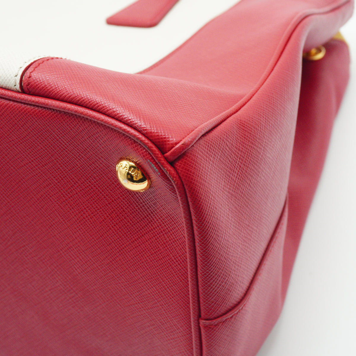 Prada Galleria Large Double Zip Tote White/Red GHW