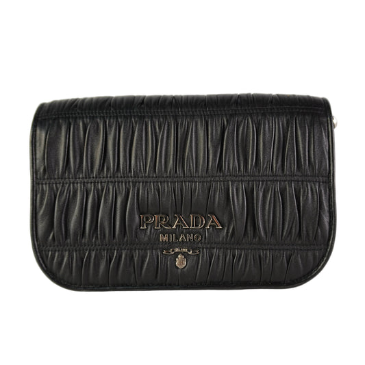 Prada Nappa Gaufre Crossbody Bag Black