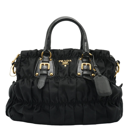 Prada Tessuto Gaufre Satchel Large Black GHW