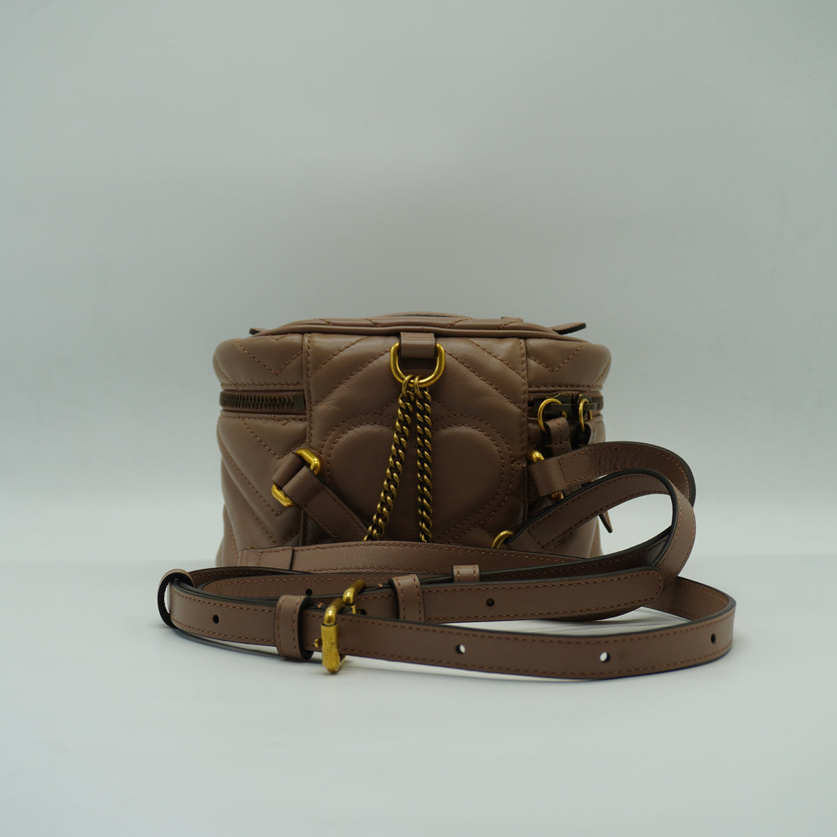 Gucci	Pre-Owned GG Marmont Vanity Matelasse Leather Backpack Mini beige GHW