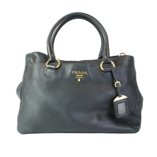Prada Vitello Daino Tote Black