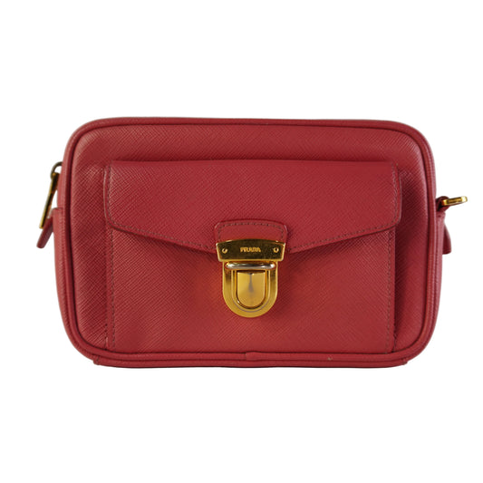 Prada Saffiano Leather Camera Crossbody Bag Pink