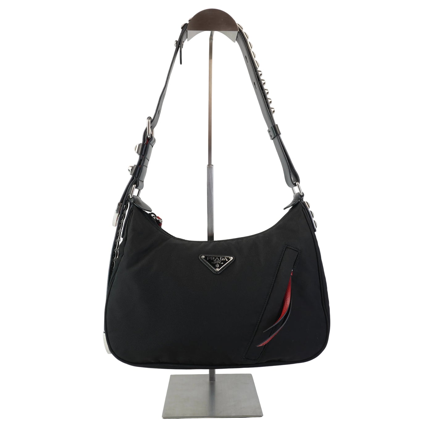 Prada New Vela Studded Hobo Bag