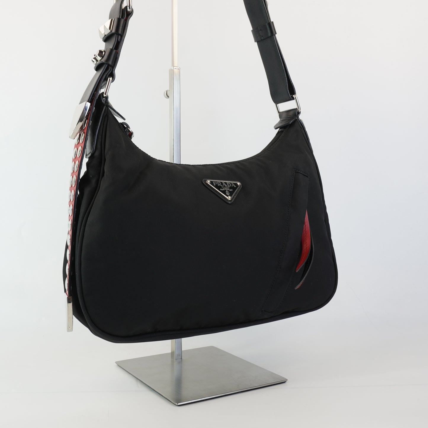 Prada New Vela Studded Hobo Bag