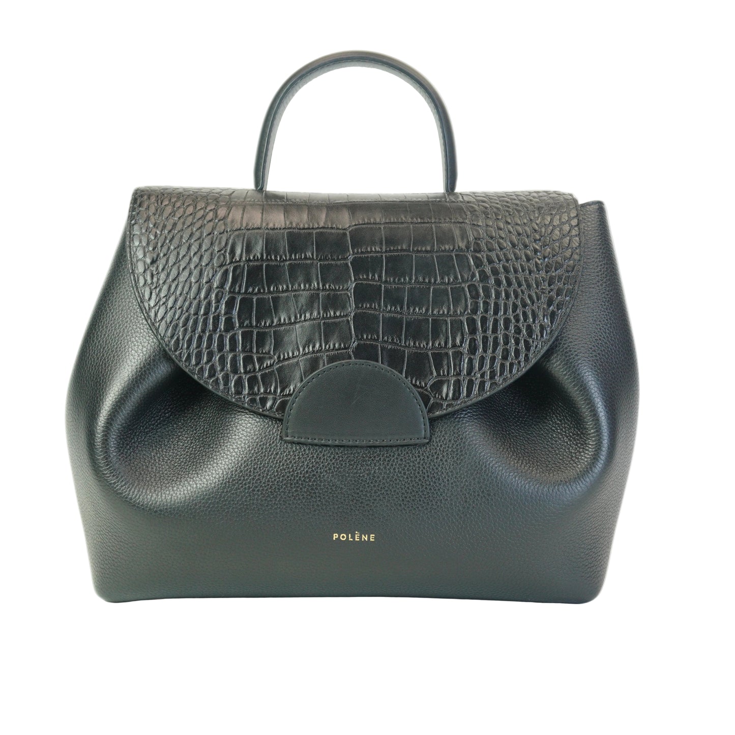 Polene Numero Un Crocodile Flap Black GHW Medium