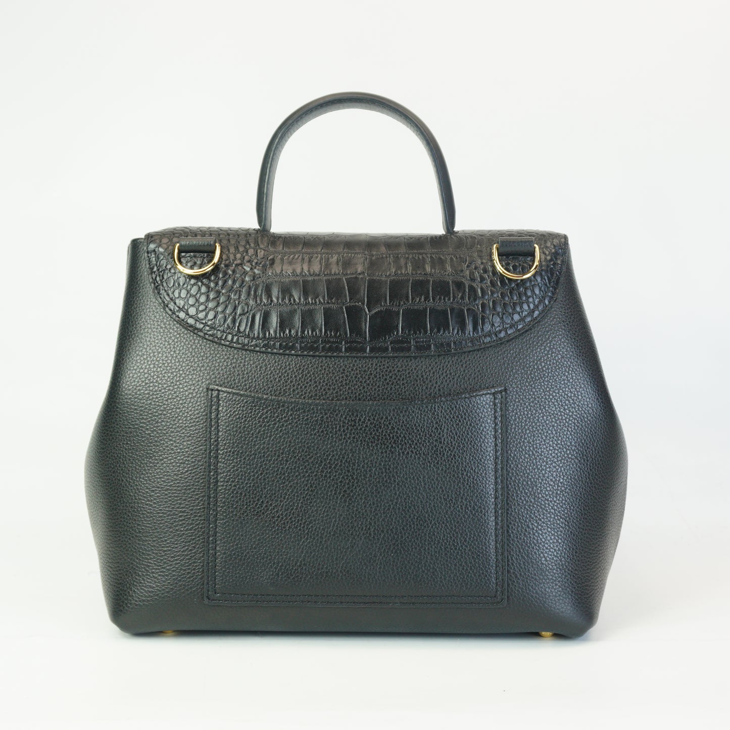 Polene Numero Un Crocodile Flap Black GHW Medium