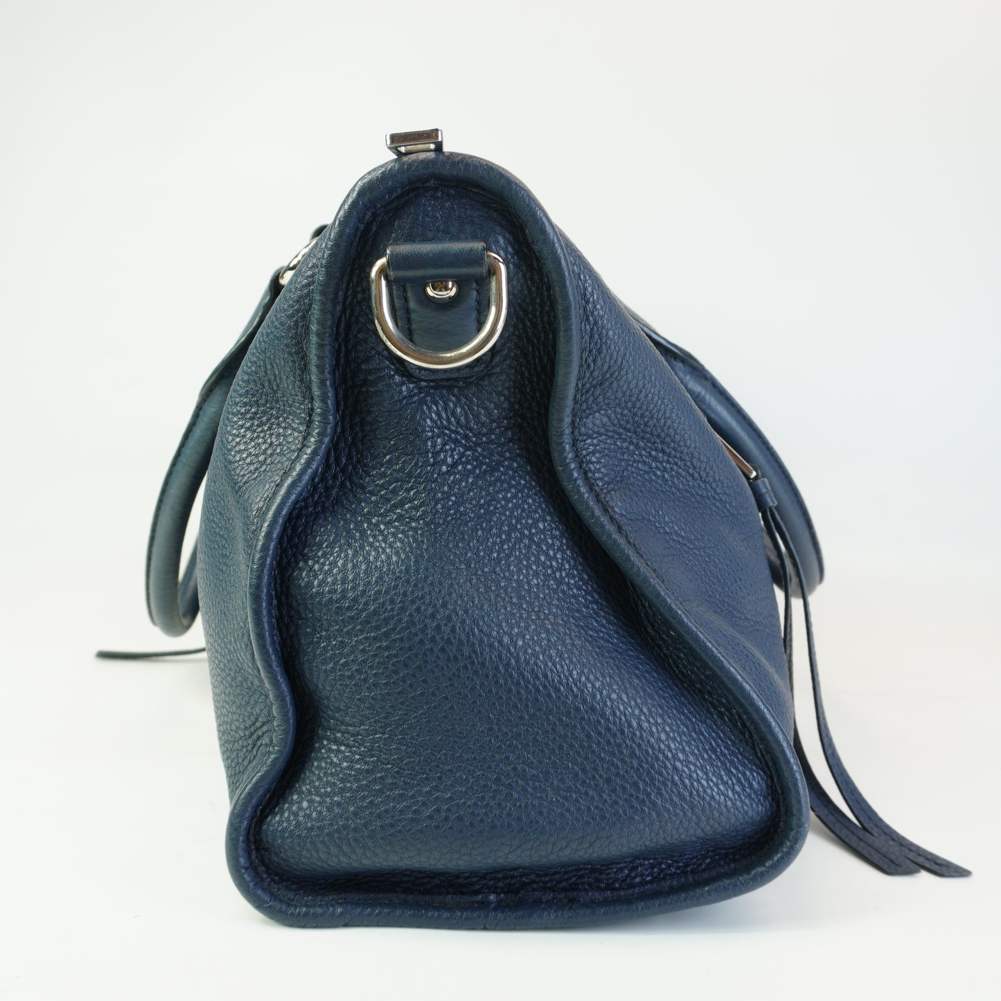 Prada Vitello Phenix Zip Top Satchel Blue SHW Large