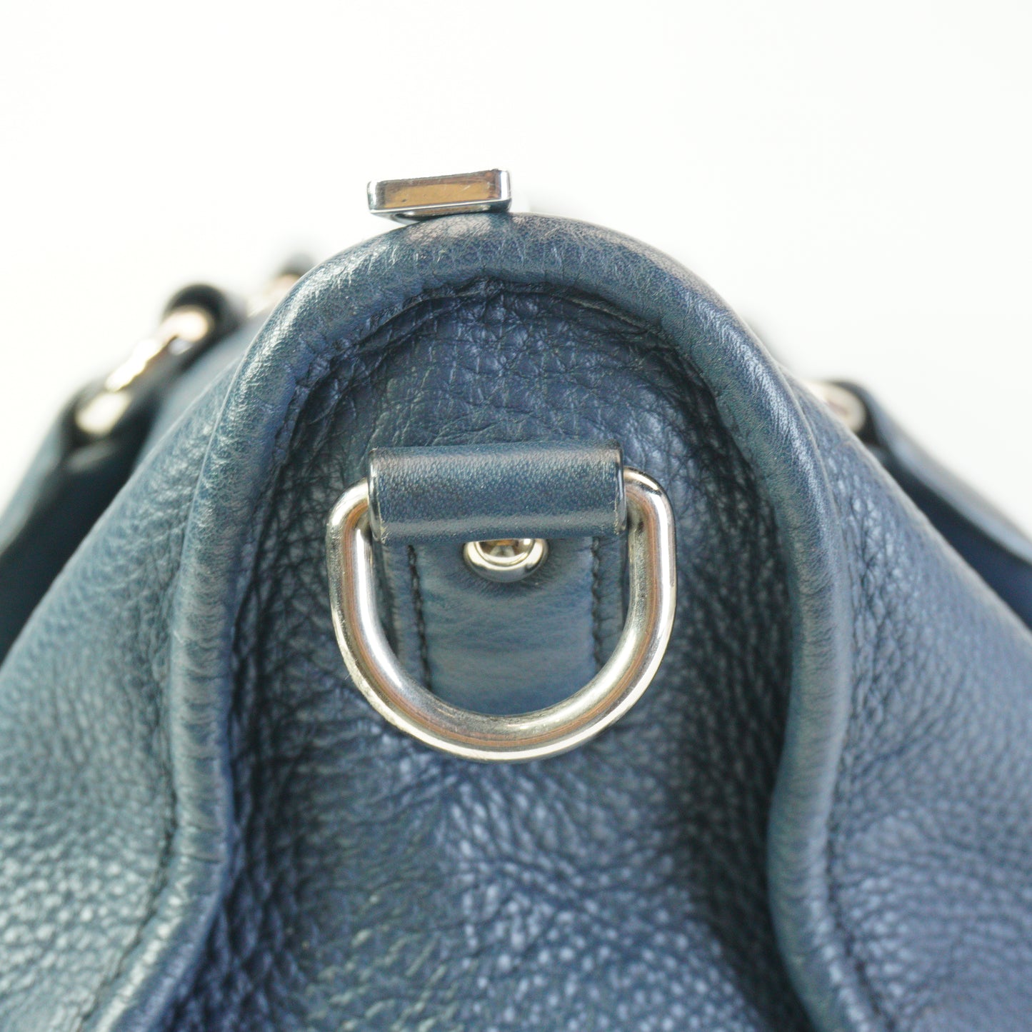 Prada Vitello Phenix Zip Top Satchel Blue SHW Large